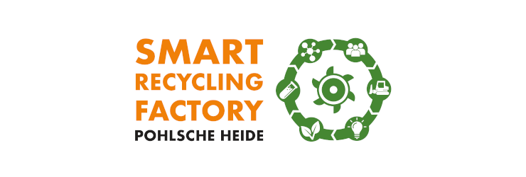 Logo of the Smart Recycling Factory Pohlsche Heide with recycling symbol and green icons.