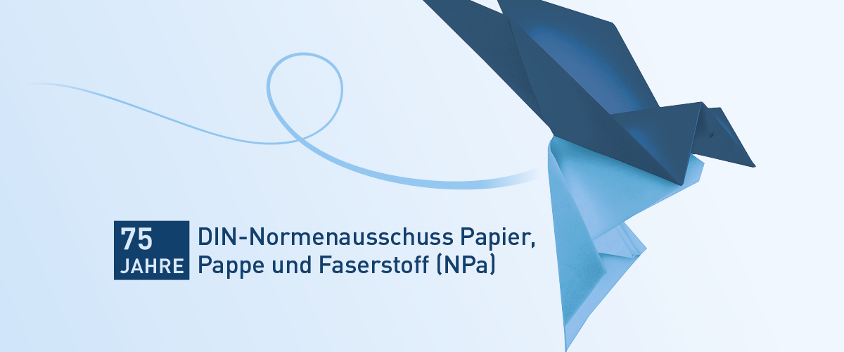 Origami-Vogel, 75 Jahre DIN Normenausschuss Papier, Pappe und Faserstoff (NPa).
