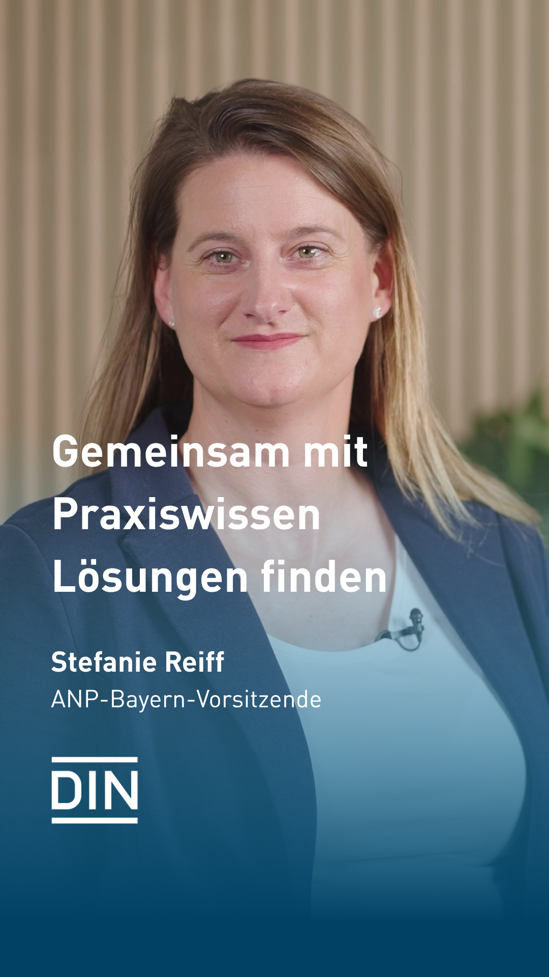 Porträt Stefanie Reiff (Vorsitzende ANP-Regionalgruppe Bayern) mit Überschrift "Gemeinsam mit Praxiswissen Lösungen finden"
