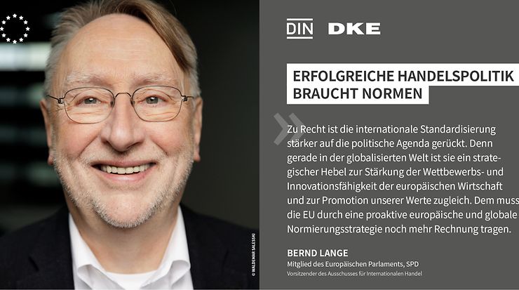 Portrait von Bernd Lange und einem Kommentar zu europäischen Normung