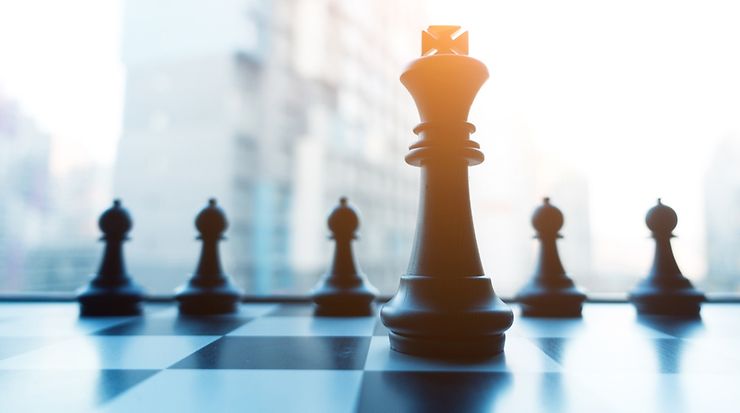 Schachbrettfiguren auf einem Schachbrett