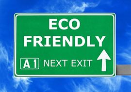 Hinweisschild auf umweltfreundliche Bauprodukte